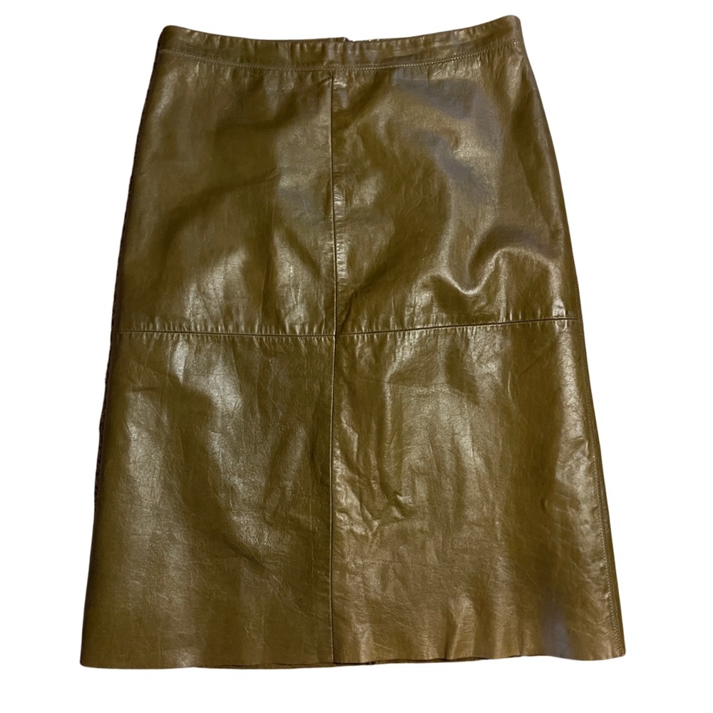 Gap leather brown midi skirt
